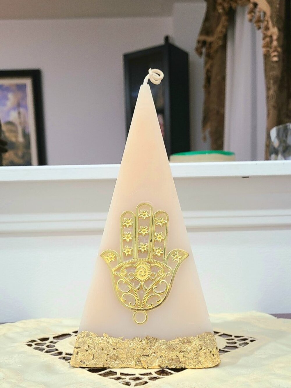 Colorful Ramadan Pyramid Candle – Vibrant Artisanal Centerpiece